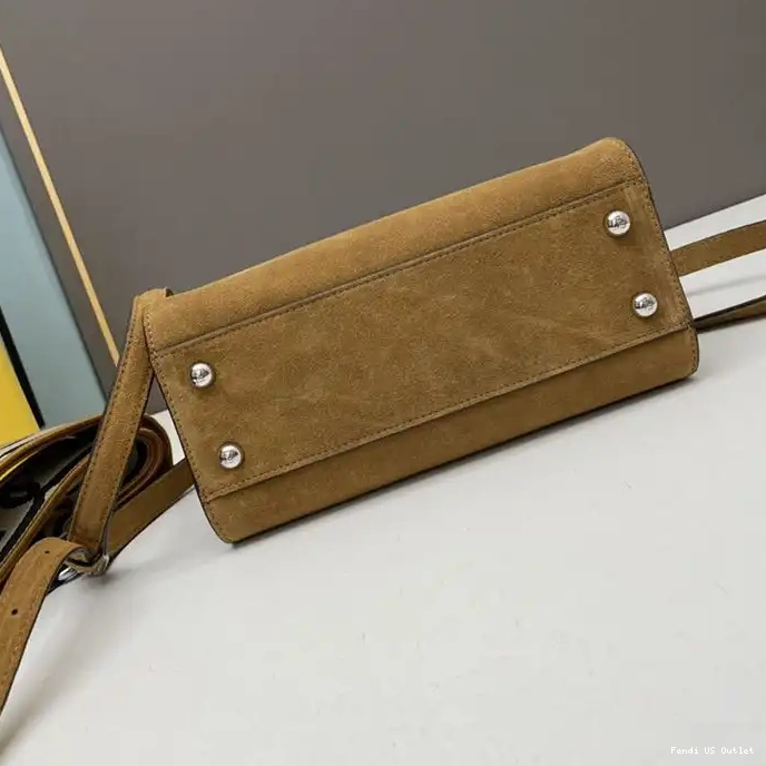 Affordable Fendi Iconic Bag Brown Suede Peekaboo In Mini Stitching 0324 HOT SALE